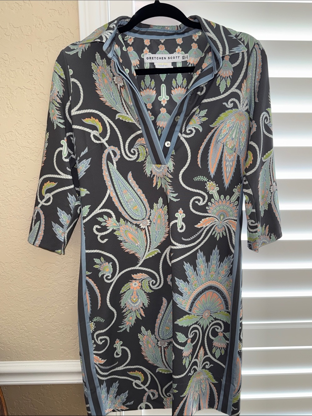 Gretchen Scott Designs Black Paisley Print Polo dress